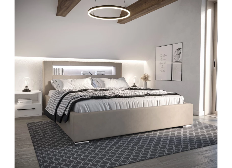 Łóżko tapicerowane PRESTIGE LED