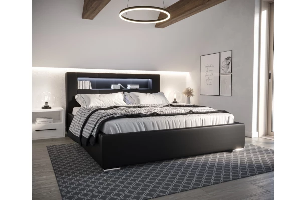 Łóżko tapicerowane PRESTIGE LED - nowoczesne