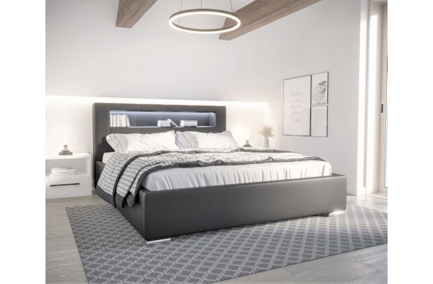 Łóżko tapicerowane PRESTIGE LED - designerskie