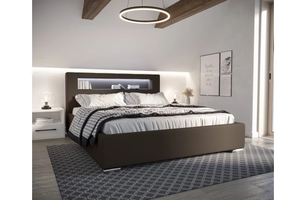 Łóżko tapicerowane PRESTIGE LED - funkcjonalne