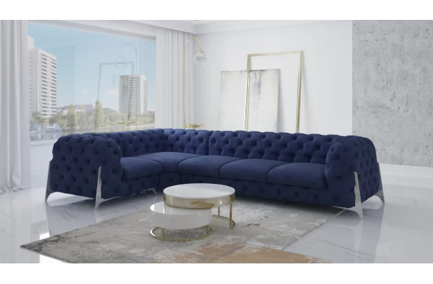 Narożnik pięcioosobowy pikowany Chesterfield glamour KALIFORNIA 1+E+3 - bok Narożnik pięcioosobowy pikowany Chesterfield glamour KALIFORNIA 1+E+3 - bok