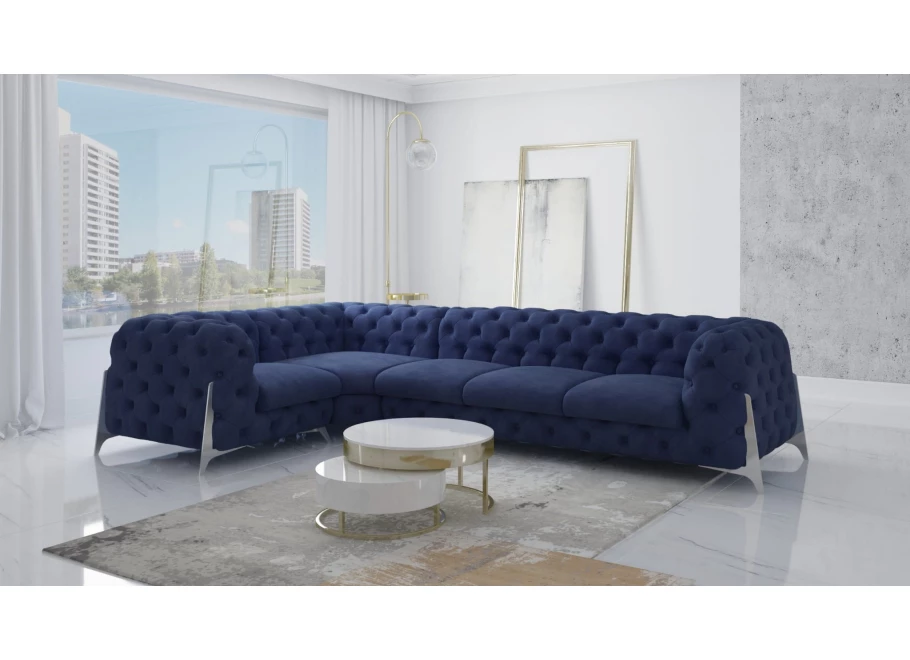 Narożnik pięcioosobowy pikowany Chesterfield glamour KALIFORNIA 1+E+3 Narożnik pięcioosobowy pikowany Chesterfield glamour KALIFORNIA 1+E+3