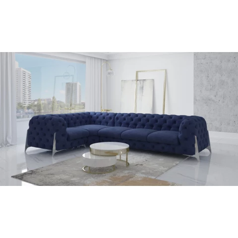 Narożnik pięcioosobowy pikowany Chesterfield glamour...