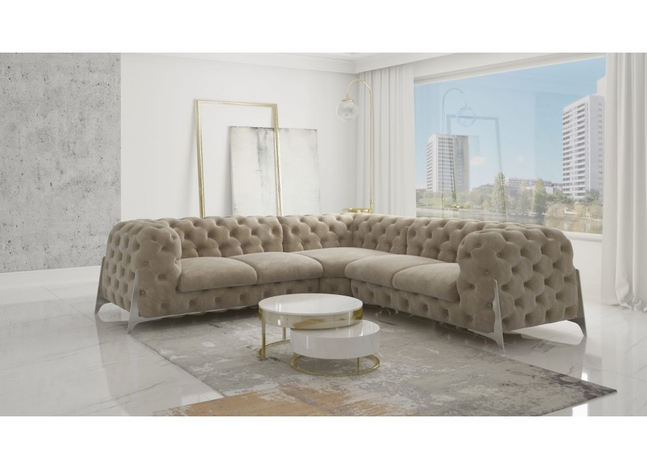 Narożnik pięcioosobowy pikowany glamour Chesterfield KALIFORNIA 2+E+2 14