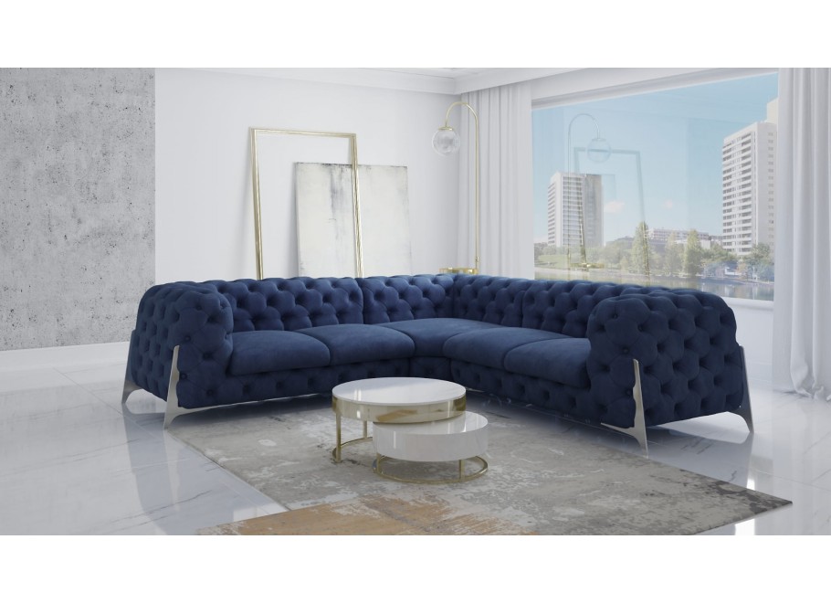 Narożnik pięcioosobowy pikowany glamour Chesterfield KALIFORNIA 2+E+2 3