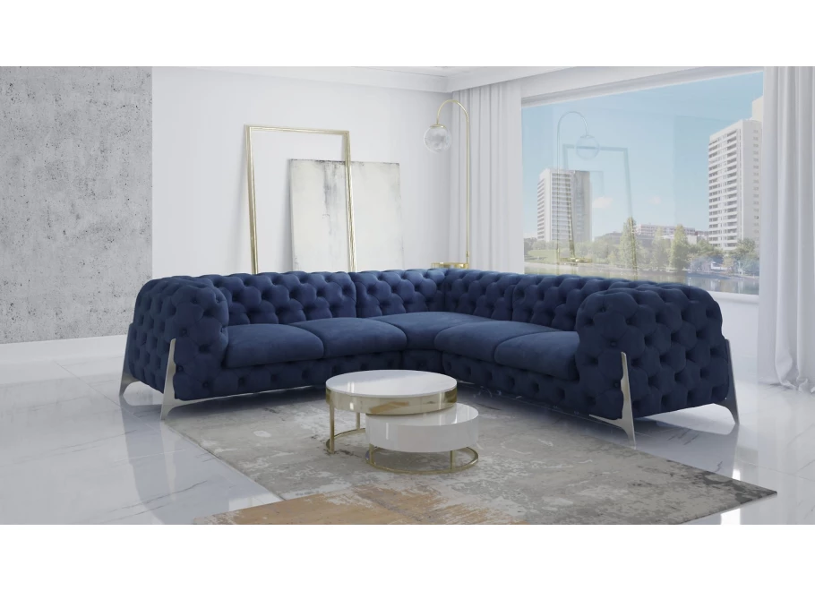 Narożnik pięcioosobowy pikowany glamour Chesterfield KALIFORNIA 2+E+2