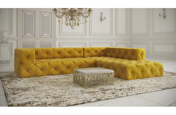 Narożnik pięcioosobowy pikowany glamour BENTLEY - design i funkcjonalnosc w parze