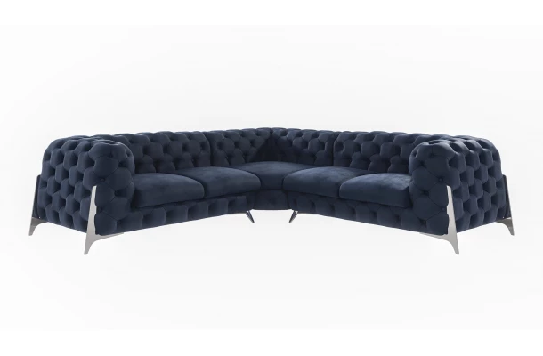 Narożnik pięcioosobowy pikowany glamour Chesterfield KALIFORNIA 2+E+2 - luksusowe