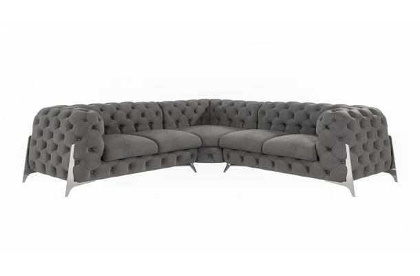 Narożnik pięcioosobowy pikowany glamour Chesterfield KALIFORNIA 2+E+2 - przestronne
