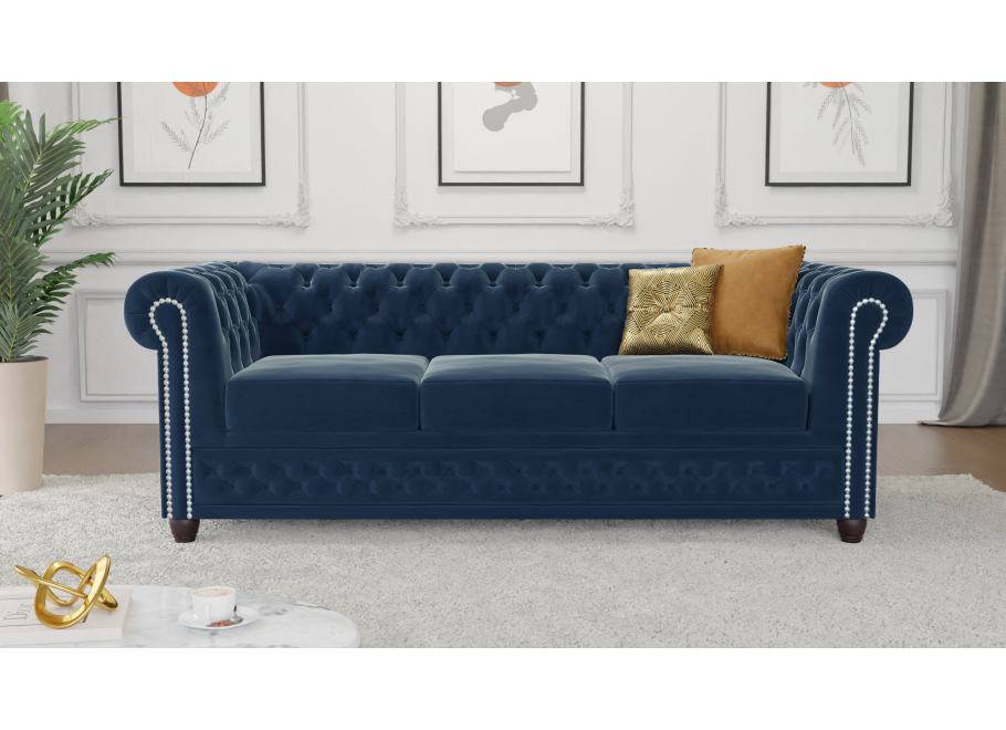 Sofa trzyosobowa pikowana Chesterfield FELIX tk. Riviera 81 4