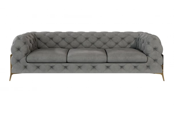 Sofa trzyosobowa pikowana glamour Chesterfield TEO HIGH tk. Riviera 91 - design i funkcjonalnosc w parze