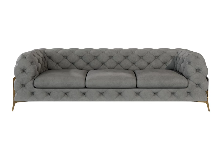Sofa trzyosobowa pikowana glamour Chesterfield TEO HIGH tk. Riviera 91