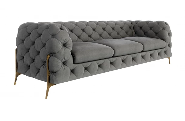 Sofa trzyosobowa pikowana glamour Chesterfield TEO HIGH tk. Riviera 91 - design i funkcjonalnosc w parze