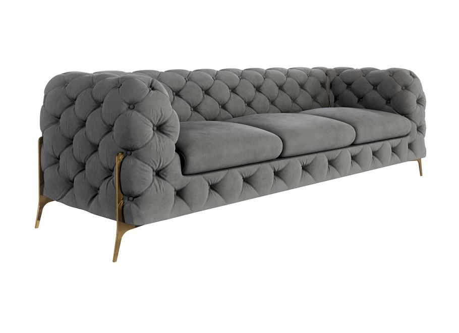 Sofa trzyosobowa pikowana glamour Chesterfield TEO HIGH tk. Riviera 91