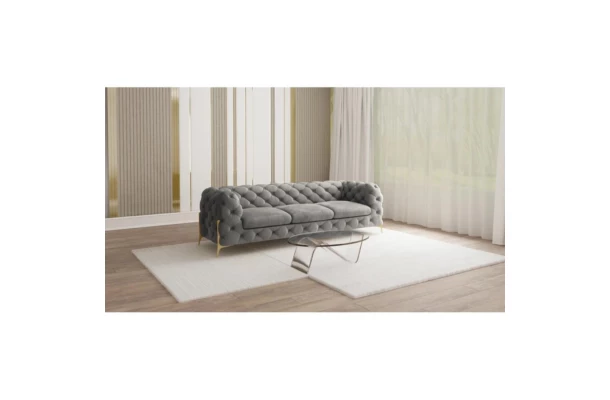 Sofa trzyosobowa pikowana glamour Chesterfield TEO HIGH tk. Riviera 91 - design i funkcjonalnosc w parze