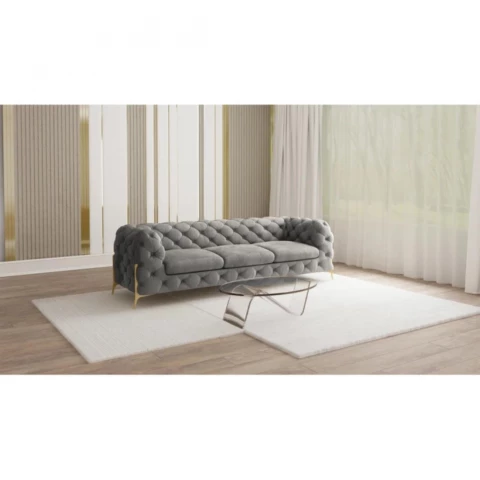 Sofa trzyosobowa pikowana glamour Chesterfield TEO HIGH tk....