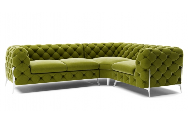 Narożnik czteroosobowy  pikowany glamour Chesterfield TEO HIGH 2+E+1