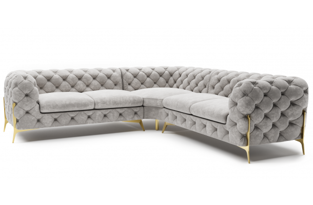 Narożnik pięcioosobowy luksusowy pikowany Chesterfield TEO HIGH 2+E+2