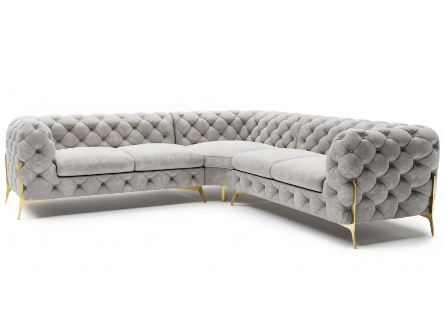 Narożnik pięcioosobowy luksusowy pikowany Chesterfield TEO HIGH 2+E+2