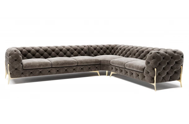Narożnik sześcioosobowy pikowany glamour Chesterfield TEO HIGH 3+E+2 - otwarty Narożnik sześcioosobowy pikowany glamour Chesterfield TEO HIGH 3+E+2 - otwarty