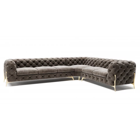 Narożnik sześcioosobowy pikowany glamour Chesterfield TEO HIGH...