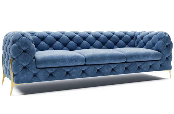 Sofa trzyosobowa pikowana glamour Chesterfield TEO HIGH 3 - trzyosobowe