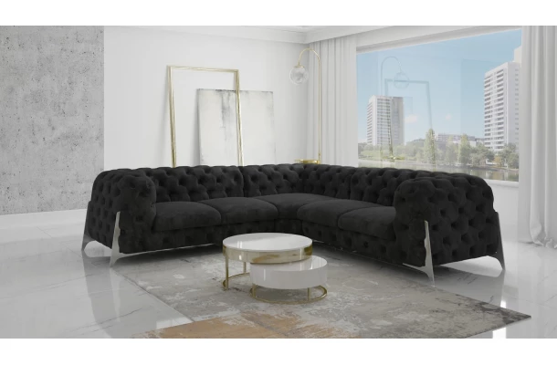 Narożnik pięcioosobowy pikowany glamour Chesterfield KALIFORNIA 2+E+2 - design i funkcjonalnosc w parze