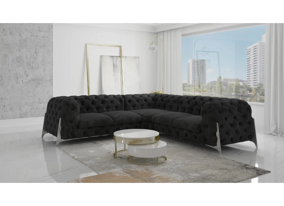 Narożnik pięcioosobowy pikowany glamour Chesterfield KALIFORNIA 2+E+2