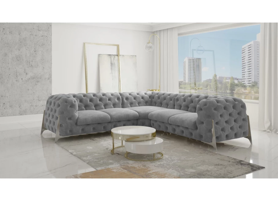 Narożnik pięcioosobowy pikowany glamour Chesterfield KALIFORNIA 2+E+2