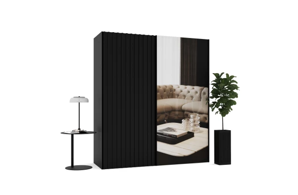 Szafa przesuwna dwudrzwiowa z lamelami i lustrem na wymiar ADARA PREMIUM - design i funkcjonalnosc w parze