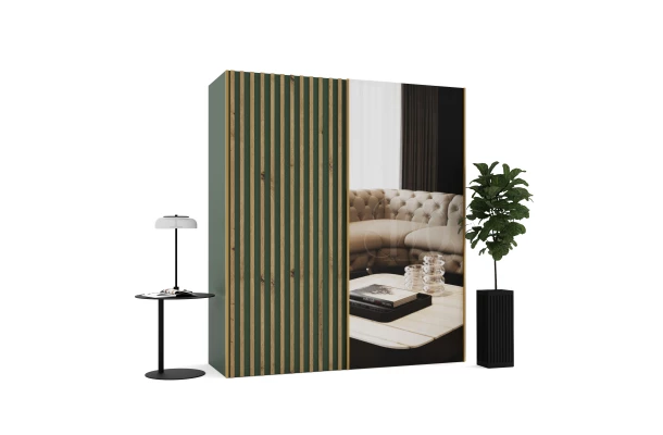 Szafa przesuwna dwudrzwiowa z lamelami i lustrem na wymiar ADARA PREMIUM - design i funkcjonalnosc w parze