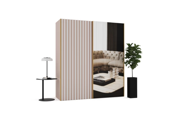 Szafa przesuwna dwudrzwiowa z lamelami i lustrem na wymiar ADARA PREMIUM - design i funkcjonalnosc w parze
