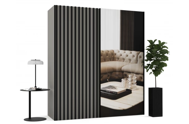 Szafa przesuwna dwudrzwiowa z lamelami i lustrem na wymiar ADARA PREMIUM - design i funkcjonalnosc w parze