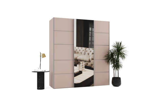 Szafa przesuwna trzydrzwiowa z listwami ozdobnymi i lustrem na wymiar NIKA PREMIUM - design i funkcjonalnosc w parze