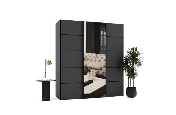 Szafa przesuwna trzydrzwiowa z listwami ozdobnymi i lustrem na wymiar NIKA PREMIUM - design i funkcjonalnosc w parze