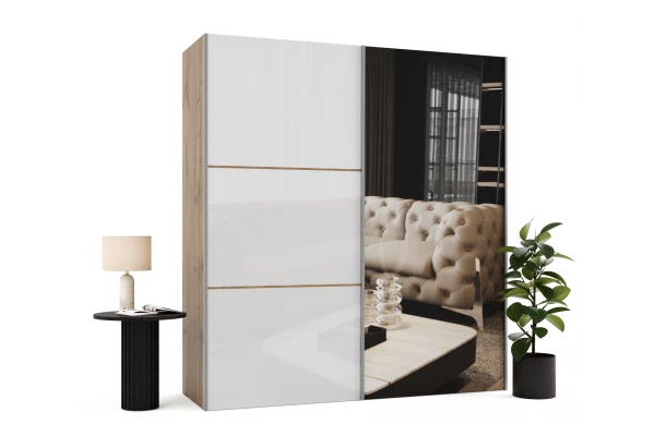 Szafa przesuwna dwudrzwiowa z lacobelem i lustrem na wymiar ASTERION PREMIUM - design i funkcjonalnosc w parze