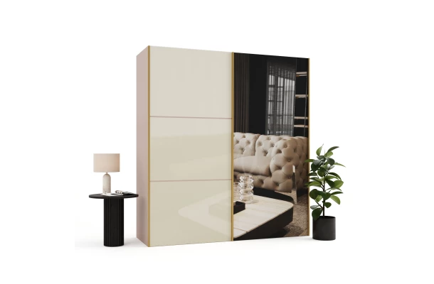 Szafa przesuwna dwudrzwiowa z lacobelem i lustrem na wymiar ASTERION PREMIUM - design i funkcjonalnosc w parze
