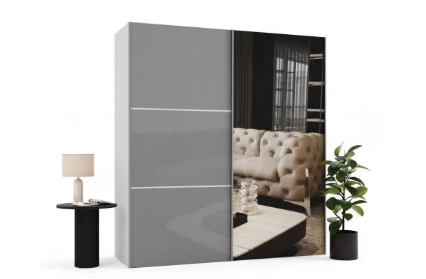 Szafa przesuwna dwudrzwiowa z lacobelem i lustrem na wymiar ASTERION PREMIUM - design i funkcjonalnosc w parze