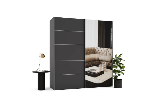 Szafa przesuwna dwudrzwiowa z listwami ozdobnymi i lustrem na wymiar MIRAM PREMIUM - design i funkcjonalnosc w parze