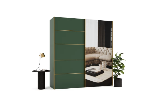 Szafa przesuwna dwudrzwiowa z listwami ozdobnymi i lustrem na wymiar MIRAM PREMIUM - design i funkcjonalnosc w parze