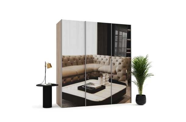 Szafa przesuwna trzydrzwiowa z lustrem na wymiar SOFIA PREMIUM - design i funkcjonalnosc w parze
