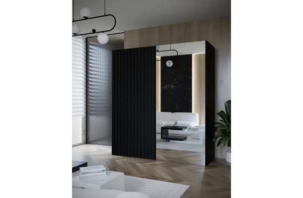 Szafa przesuwna dwudrzwiowa z lamelami i lustrem na wymiar ADARA PREMIUM - design i funkcjonalnosc w parze