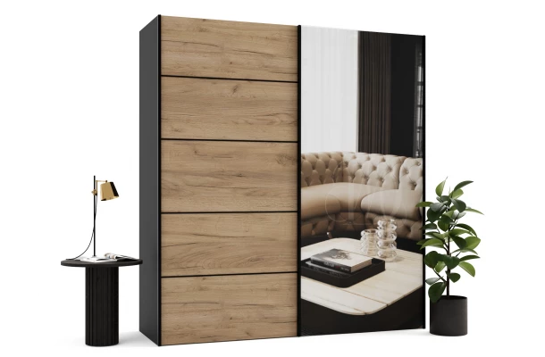 Szafa przesuwna dwudrzwiowa z listwami ozdobnymi i lustrem na wymiar MIRAM PREMIUM - design i funkcjonalnosc w parze