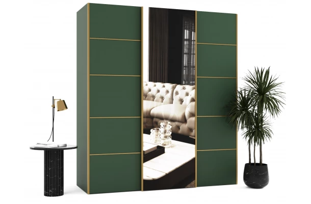 Szafa przesuwna trzydrzwiowa z listwami ozdobnymi i lustrem na wymiar NIKA PREMIUM - design i funkcjonalnosc w parze