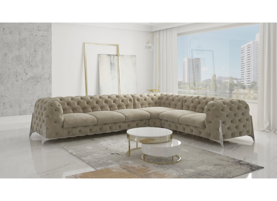 Narożnik sześcioosobowy pikowany Chesterfield KALIFORNIA 3+E+2 16