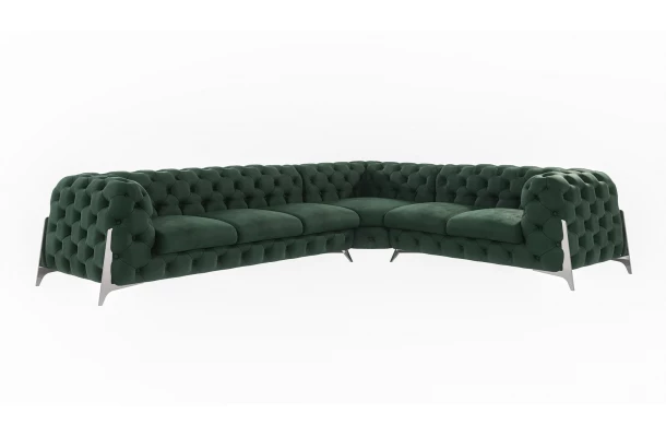 Narożnik sześcioosobowy pikowany Chesterfield KALIFORNIA 3+E+2 - luksusowe