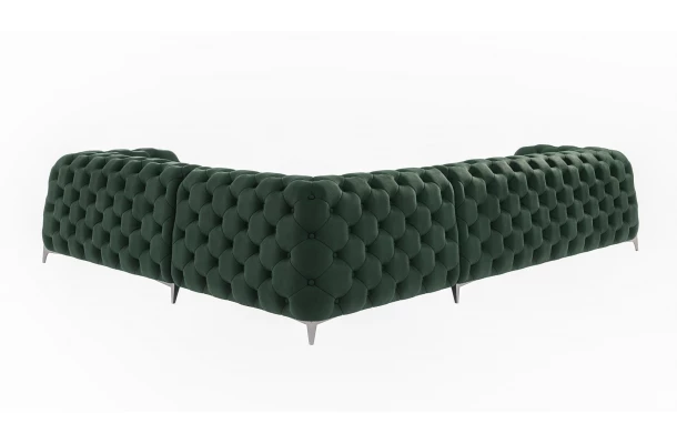 Narożnik sześcioosobowy pikowany Chesterfield KALIFORNIA 3+E+2 - przestronne