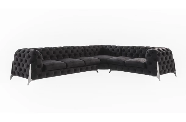 Narożnik sześcioosobowy pikowany Chesterfield KALIFORNIA 3+E+2 - stylowe