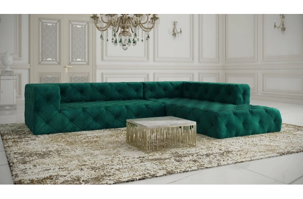 Narożnik pięcioosobowy pikowany glamour BENTLEY - design i funkcjonalnosc w parze
