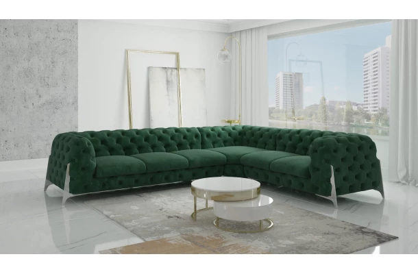Narożnik sześcioosobowy pikowany Chesterfield KALIFORNIA 3+E+2 - design i funkcjonalnosc w parze